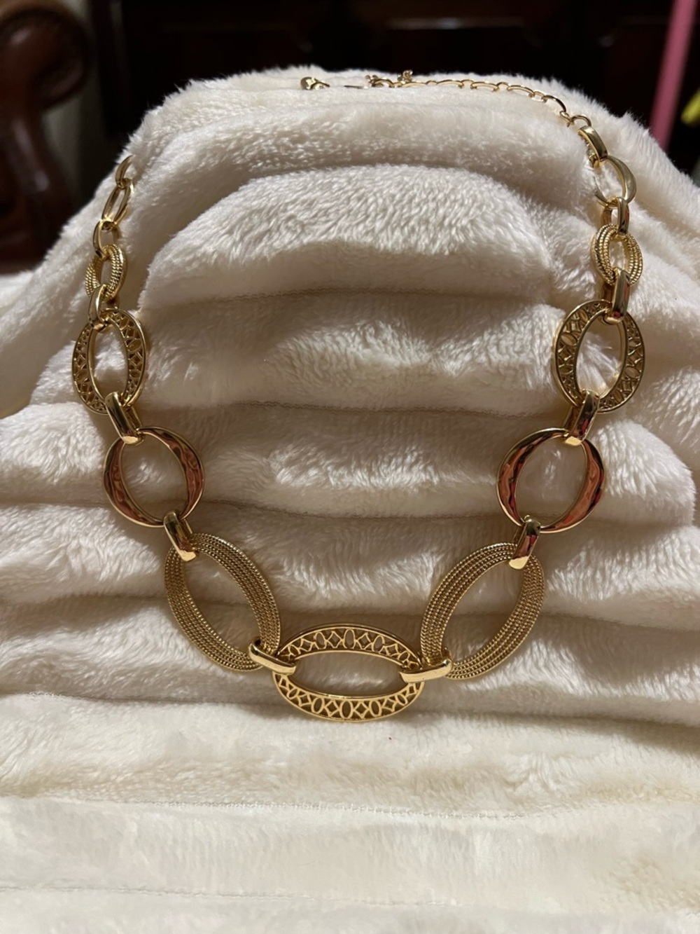 Joan Rivers Private Collection Gold Tone Link Necklace Vintage with Bag & Box - Picture 6 of 6